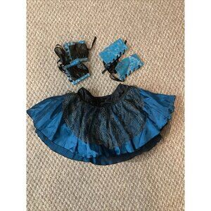 Lace/Satin Size Small Skirt Black/Teal Arm Bands, And Wrist Bands. New